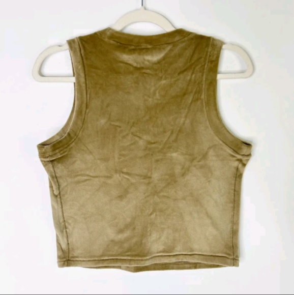Skims | Velour Crew Neck Cropped Tank Top Women’s Size Medium Gold Plush - Picture 3 of 6